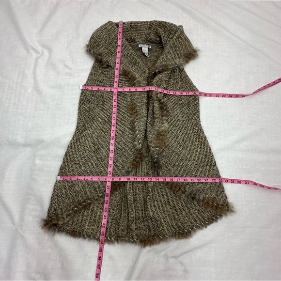 Alberto Makali Size Medium Alpaca Wool Knit Blend Rabbit Fur Trim Vest Cardigan - Picture 15 of 15